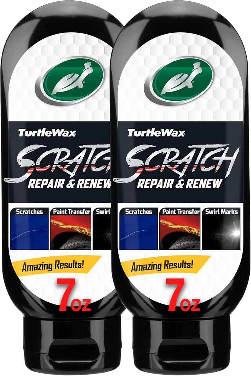 TurtleWax Scratch Repair and Renew, Car Scratch Remover, Tackles Swirl Marks, Paint Transfer, Headlight Oxidation, Water Spot Remover for Cars, Safe for All Paint Colors, 7oz (Pack of 2) - Image 1