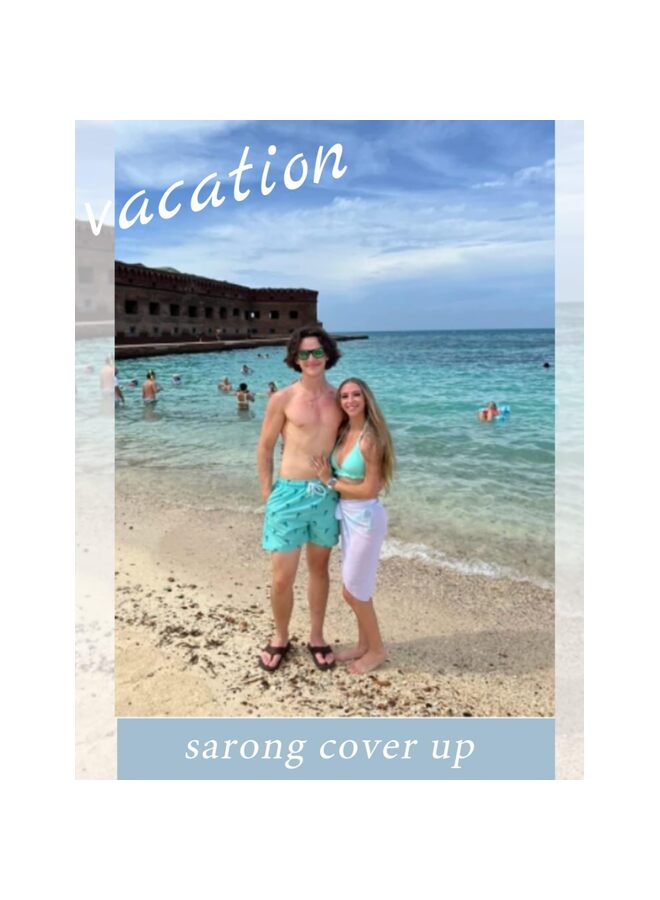 أغطية ملابس السباحة النسائية من السارونج، مصنوعة من الشيفون الطويل، وأغطية بيكيني شفافة للشاطئ (أبيض) - Image 5