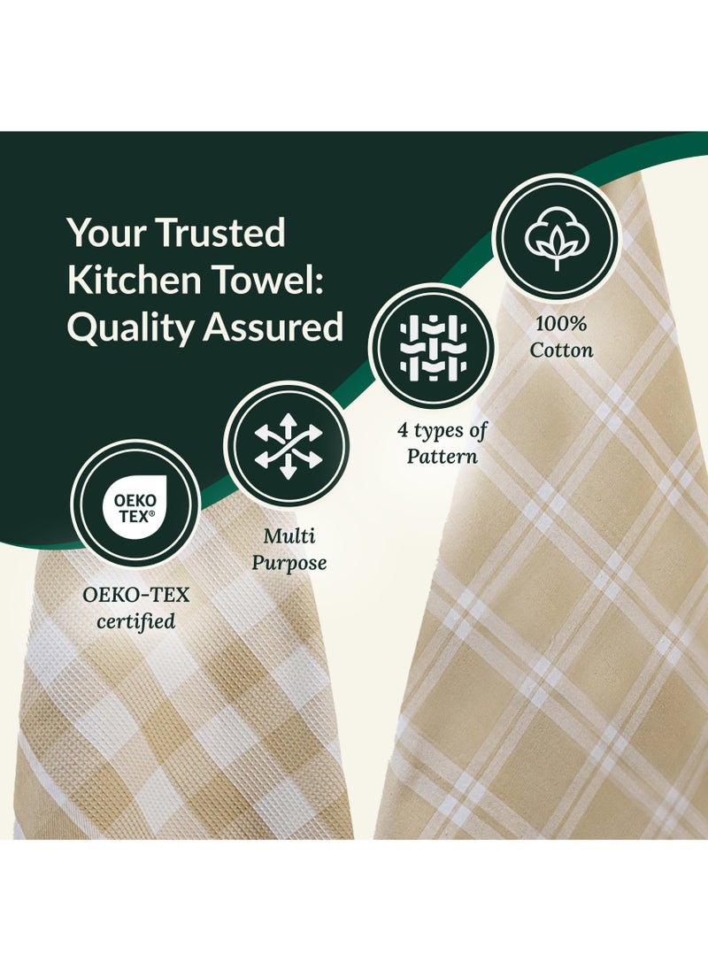 Cloud Scape Linen Multiweave 100% Cotton Kitchen Towels Set- Pack of 4,18x 28 inches - Highly Absorbent and Quick Dry, Beige  - Image 3