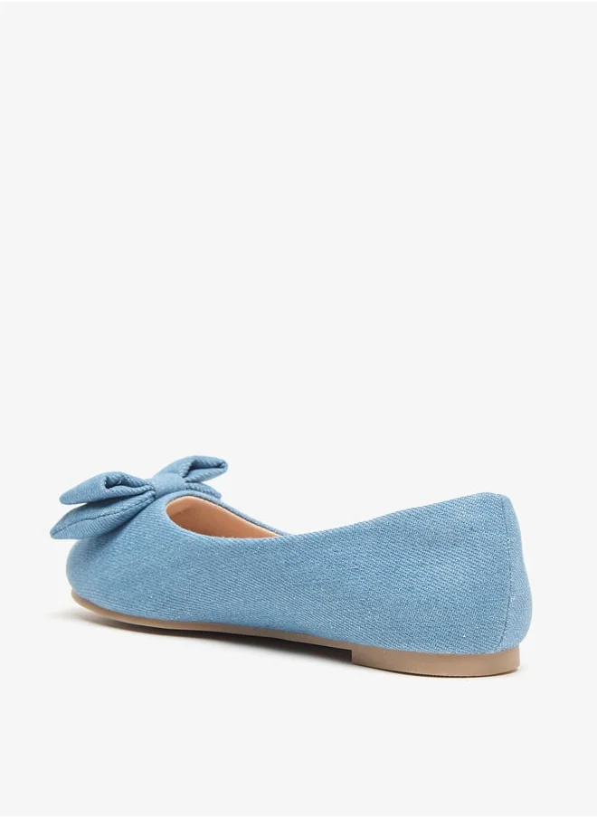 ميسي Little Missy Solid Slip-On Round Toe Ballerina with Bow Detail