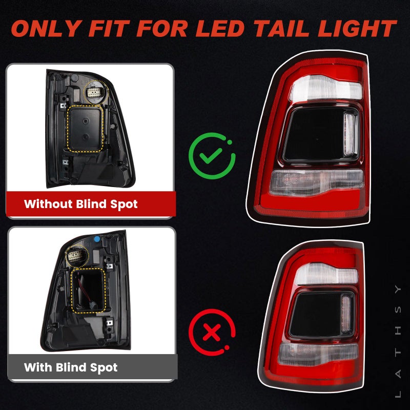Lathsy LED Tail Light Black Cover w/o Blind Spot Compatible With 2019-2023 Dodge Ram 1500 Left Driver Side Replace 55112993AD - Image 4