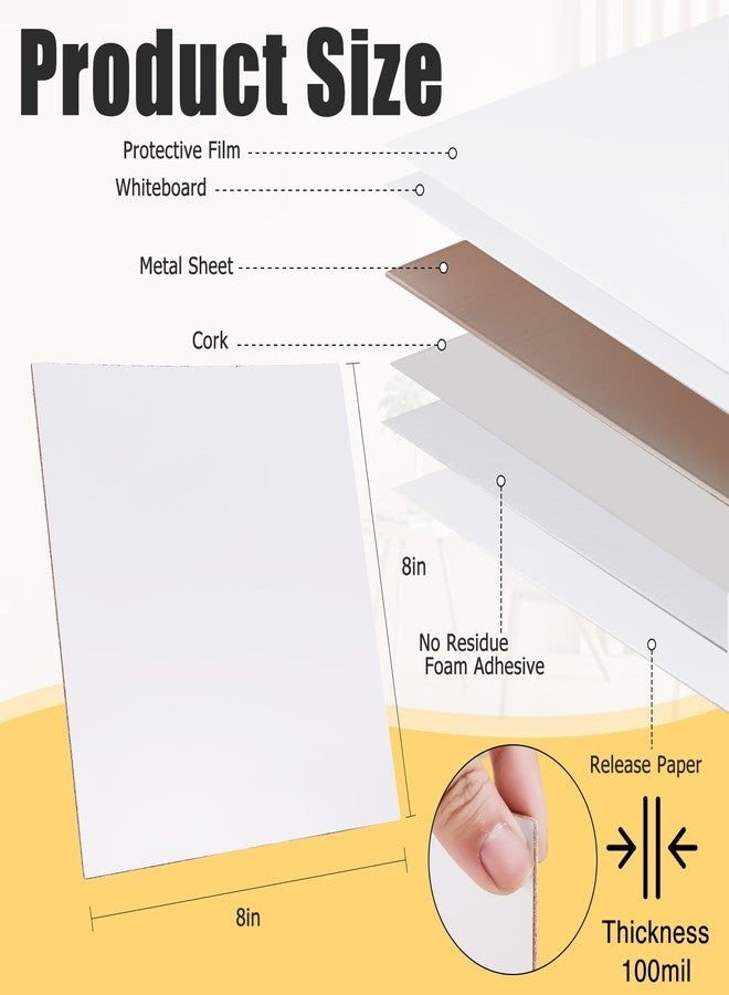 STTMGN White Board for Wall,Magnetic Receptive Sheet Metal with Adhesive Backing,Square 8" Peel and Stick Solid WhiteBoard - Image 2