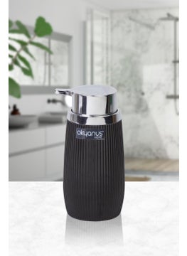 ‎okyanus Home Ocean Home Black Chrome Striped Liquid Soap Dispenser  - Image 1