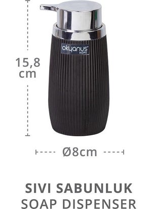 ‎okyanus Home Ocean Home Black Chrome Striped Liquid Soap Dispenser  - Image 2
