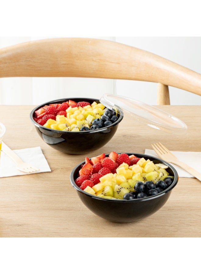 Restaurantware أوعية سلطة بلاستيكية سعة 18 أونصة، 200 وعاء بلاستيكي قابل لإعادة التدوير - disposable، كبير، أوعية بلاستيكية سوداء للوجبات الجاهزة، الأغطية تباع بشكل منفصل، للباستا، والسلطات، وأكثر - Image 3