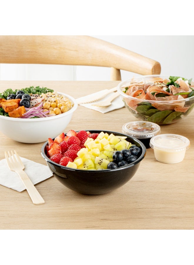 Restaurantware أوعية سلطة بلاستيكية سعة 18 أونصة، 200 وعاء بلاستيكي قابل لإعادة التدوير - disposable، كبير، أوعية بلاستيكية سوداء للوجبات الجاهزة، الأغطية تباع بشكل منفصل، للباستا، والسلطات، وأكثر - Image 4