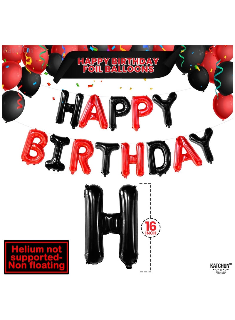 KatchOn , Black and Red Happy Birthday Banner Balloons - 16 Inch | Red and Black Birthday Decorations | Happy Birthday Balloons Letters for Red And Black Party Decorations | Happy Birthday Decorations - Image 3