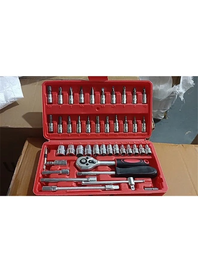 Generic 46-Piece Screwdriver Head Set，46PCS Small Drive Socket Ratchet Wrench Screwdriver Set,Metric Socket and Ratchet Wrench Set with Extension Bar, Upgrade Compact Tool Set for Car  - Image 4