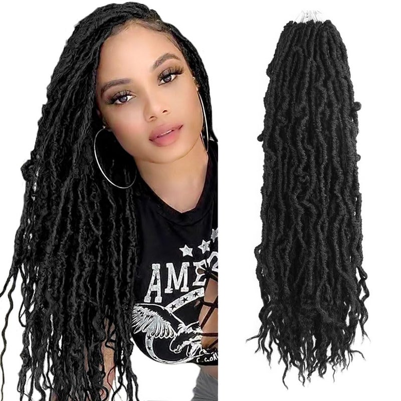 BOHOBABE Faux Locs Crochet Hair 18 Inch Boho Soft Crochet Locs with Curly Ends Long Bohemian Goddess Locs Crochet Braids for Black Women 6 Packs 2