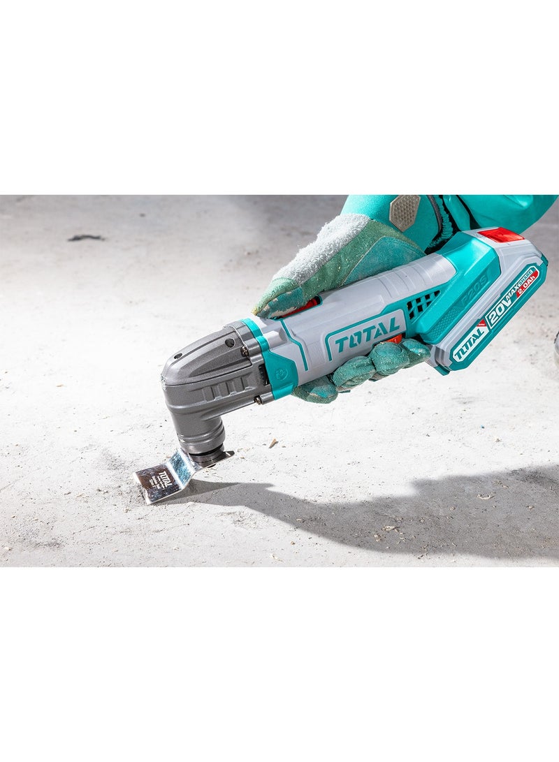 TOTAL 20V Cordless Oscillating Multi-Tool Kit - 6-Speed Variable Control (20,000RPM) with 3.2° Oscillation Angle - Includes 2.0Ah Battery, Charger, Blades, Scraper & Sanding Base - TMLI20228 - Image 4