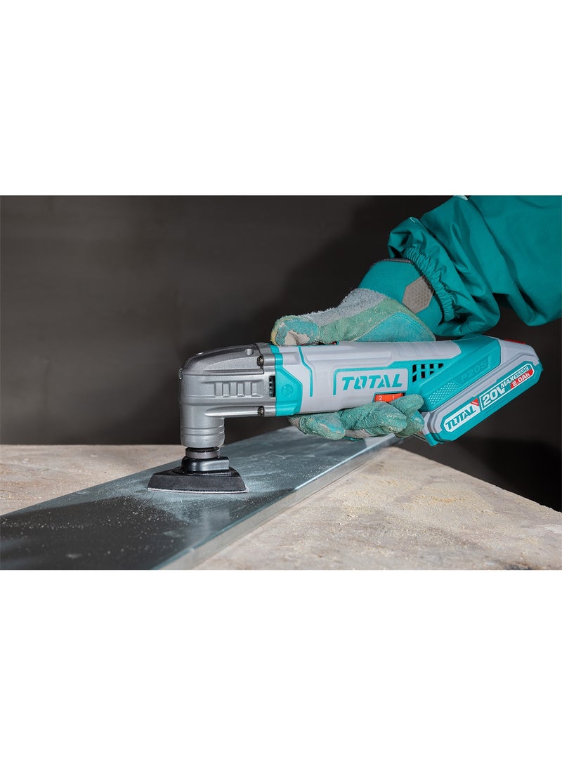 TOTAL 20V Cordless Oscillating Multi-Tool Kit - 6-Speed Variable Control (20,000RPM) with 3.2° Oscillation Angle - Includes 2.0Ah Battery, Charger, Blades, Scraper & Sanding Base - TMLI20228 - Image 5