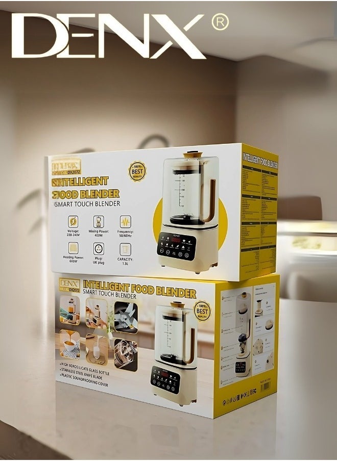 Denx Smart Food Blender, 600W Power, 1.5L Capacity, Touch-Operated, Quiet Blender For Smoothies, Soy Milk, Oatmeal Juice, And Hot Baby Food With Timer, Auto-Cleaning, And Noise Protection, Hot And Cold Kitchen Blender - Image 5