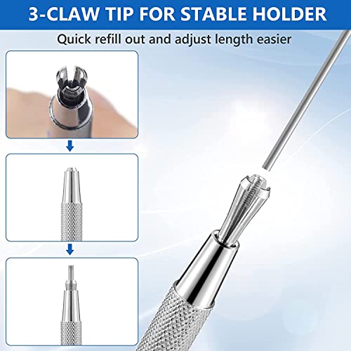 HI-BOOM Hiboom 4 Pcs Welders Pencil with 48 Pcs Silver Round Refills Mechanical Pencils Metal Marker with Builtin Sharpener for Pipe Fitter Welder Steel Construction Fabrication Woodworking Design Patent - Image 3