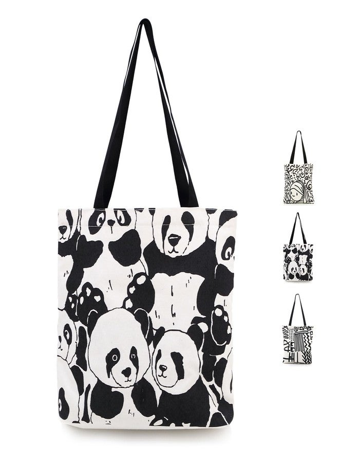 Baglemon Women's Canvas Bag, Aesthetic Handbags with Zipper Travel Shoulder Bags Shopping Handbags with Inner Pockets - Image 1
