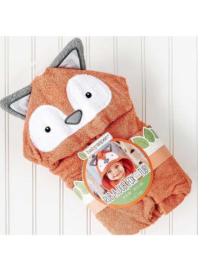Baby Aspen Rub-a-dub, Fox in the Tub Fox Hooded Baby Bath Towel/Baby/Toddler Robe - Image 3