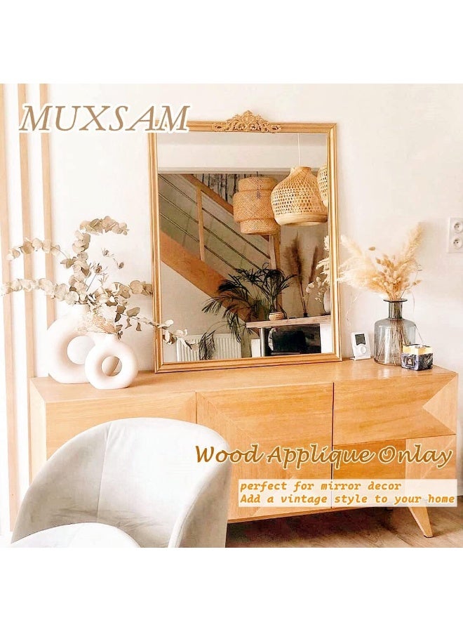 MUXSAM Long Wood Carved Appliques Onlays  4-Pack Unpainted Decorative Corner Carving Decals Set for Wall Door Cabinet Mirror Closet Wardrobe Dresser Mantel Staircase DIY Project  30x8cm/11.81""x3.15"" - Image 4