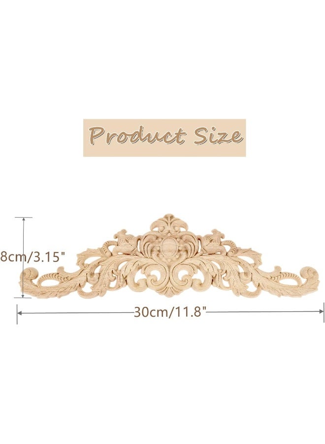 MUXSAM Long Wood Carved Appliques Onlays  4-Pack Unpainted Decorative Corner Carving Decals Set for Wall Door Cabinet Mirror Closet Wardrobe Dresser Mantel Staircase DIY Project  30x8cm/11.81""x3.15"" - Image 2