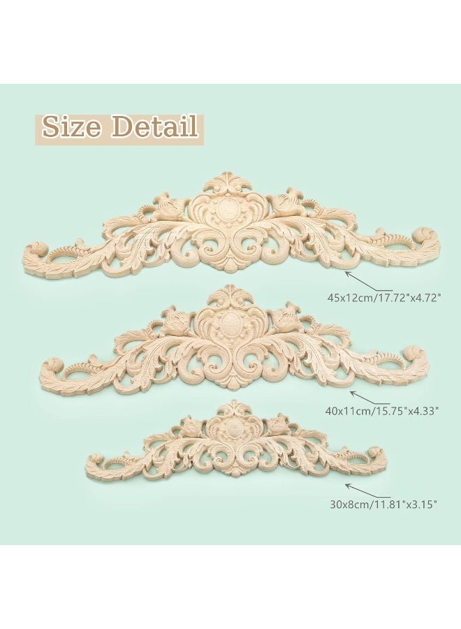 MUXSAM Long Wood Carved Appliques Onlays  4-Pack Unpainted Decorative Corner Carving Decals Set for Wall Door Cabinet Mirror Closet Wardrobe Dresser Mantel Staircase DIY Project  30x8cm/11.81""x3.15"" - Image 3