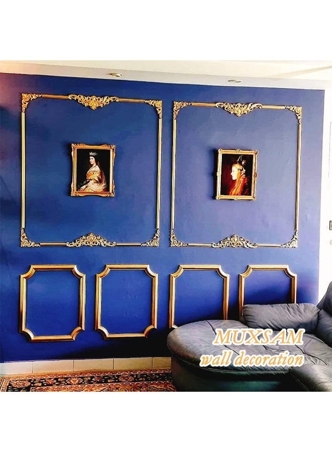 MUXSAM Long Wood Carved Appliques Onlays  4-Pack Unpainted Decorative Corner Carving Decals Set for Wall Door Cabinet Mirror Closet Wardrobe Dresser Mantel Staircase DIY Project  30x8cm/11.81""x3.15"" - Image 5