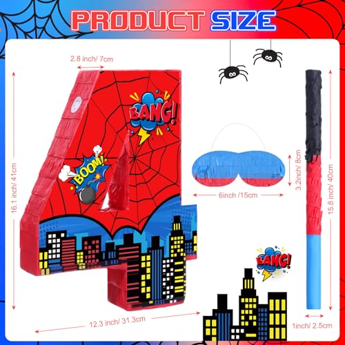 Capoda Number 4 Spider Piata Bundle with Blindfold and Stick Spider Birthday Party Piata for Birthday Party Decoration 161 x 123 x 28 Inch - Image 5