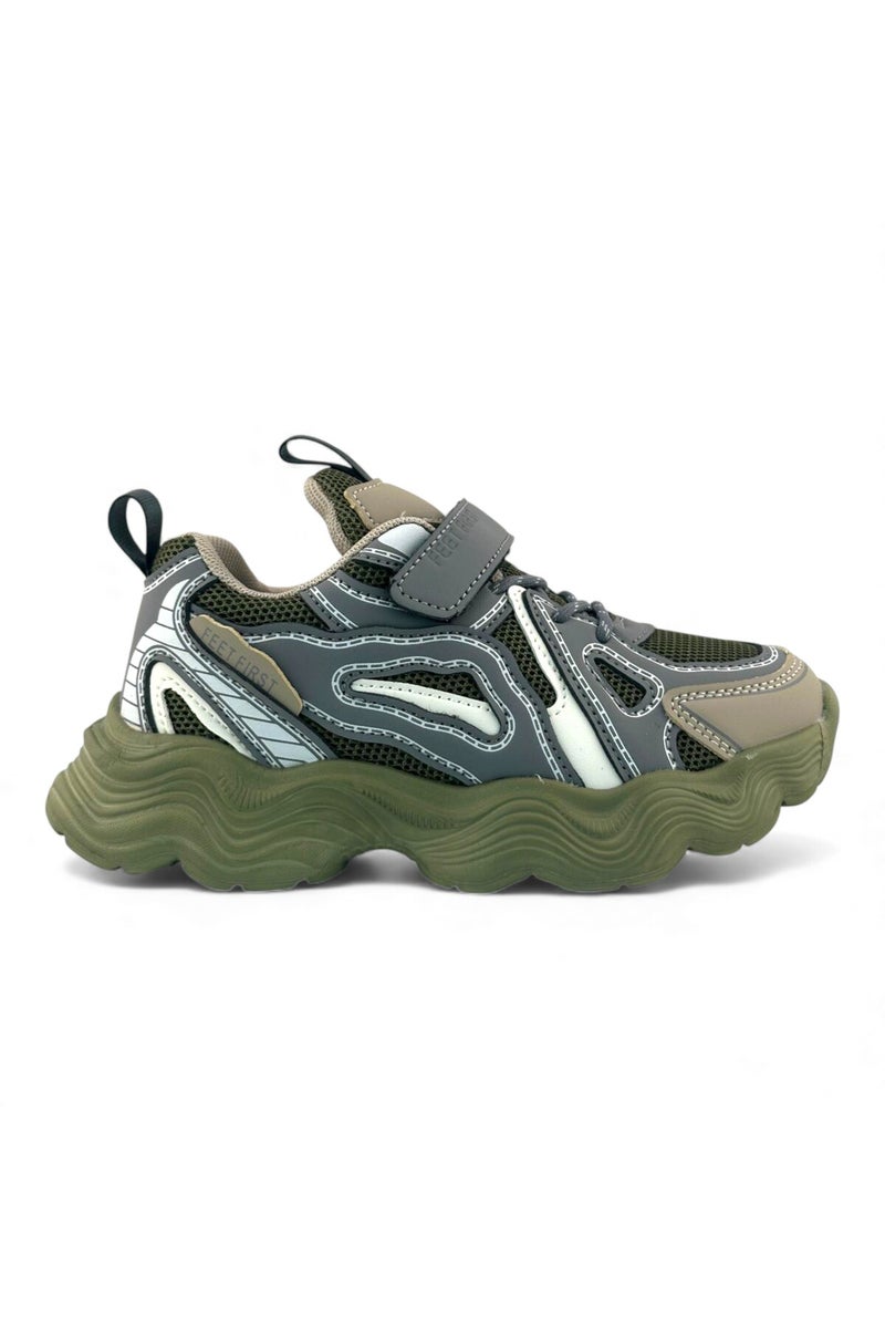 Feet First Bolt Flow Kids Lightweight Sports Sneakers 86-890-32 Olive - Image 1