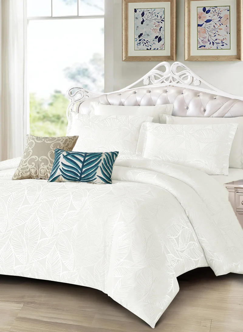 سيد المنسوجات المنزلية طقم لحاف جاكار بوليستر من ماسترهوم، يناسب سرير بحجم 200 × 200 سم، مخصص للسرير المزدوج، مزود بحشوة قابلة للإزالة، طقم من 9 قطع بحجم كينج، ناعم، قابل للتهوية، وأنيق.