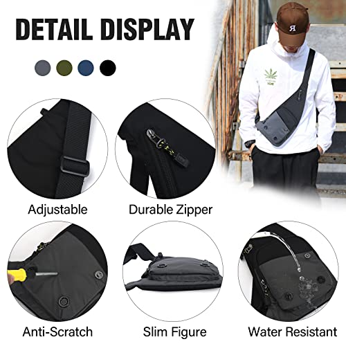 Peicees Sling Bag for Men Women Shoulder Bag Sling Backpack Durable Chest Bag for Running Camping Exercise Outdoor (S_Black) - Image 3