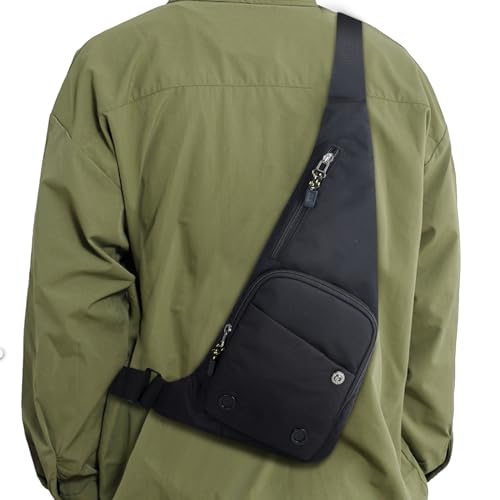 Peicees Sling Bag for Men Women Shoulder Bag Sling Backpack Durable Chest Bag for Running Camping Exercise Outdoor (S_Black) - Image 1