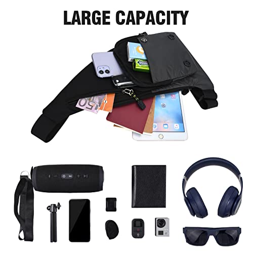 Peicees Sling Bag for Men Women Shoulder Bag Sling Backpack Durable Chest Bag for Running Camping Exercise Outdoor (S_Black) - Image 5