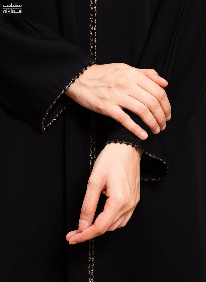 Nikias  Nikias Nida abaya with a thin copper cord in front and sleves for Women | Best Price UAE