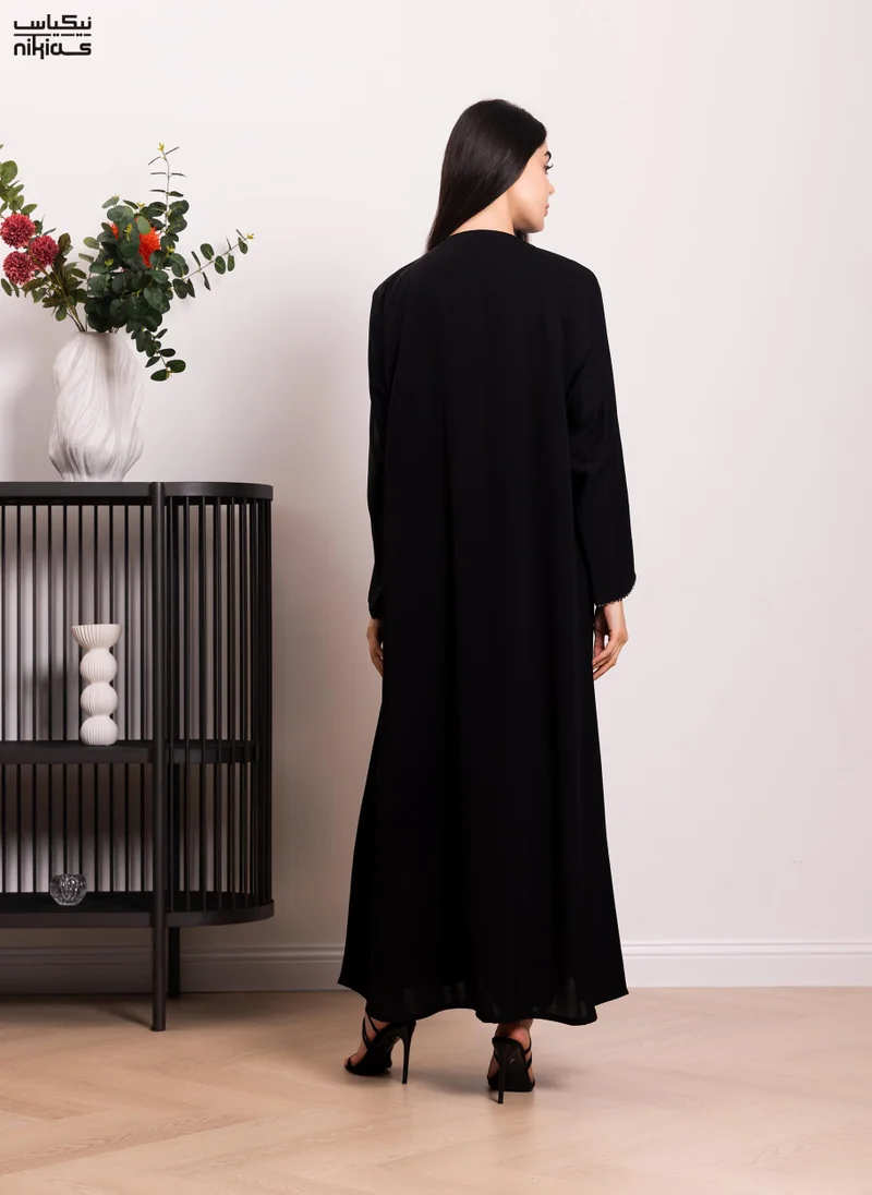 Nikias  Nikias Nida abaya with a thin copper cord in front and sleves for Women | Best Price UAE