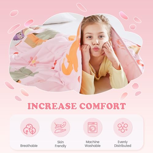HOSUKKO Weighted Blanket - 7 lbs Pink Cat Heavy Blanket - Small Size Breathable Lap Blanket(41"x60", 7 lbs) - Image 3