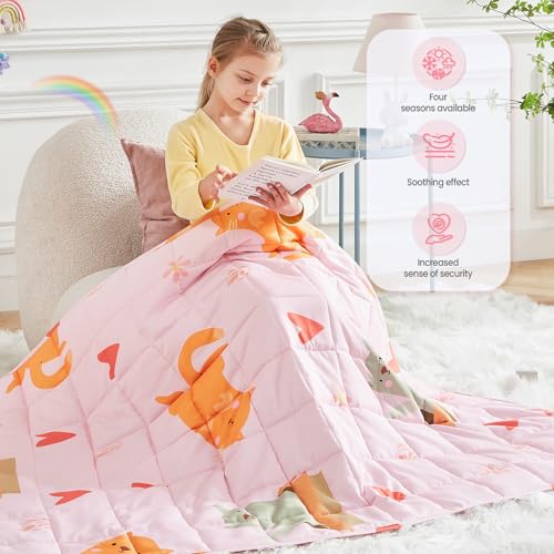 HOSUKKO Weighted Blanket - 7 lbs Pink Cat Heavy Blanket - Small Size Breathable Lap Blanket(41"x60", 7 lbs) - Image 2