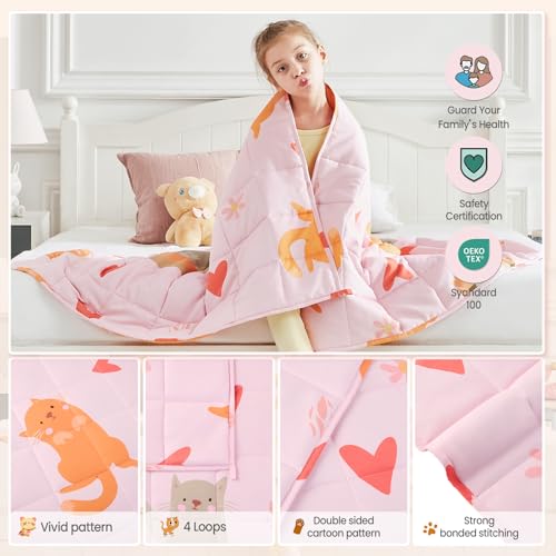 HOSUKKO Weighted Blanket - 7 lbs Pink Cat Heavy Blanket - Small Size Breathable Lap Blanket(41"x60", 7 lbs) - Image 5