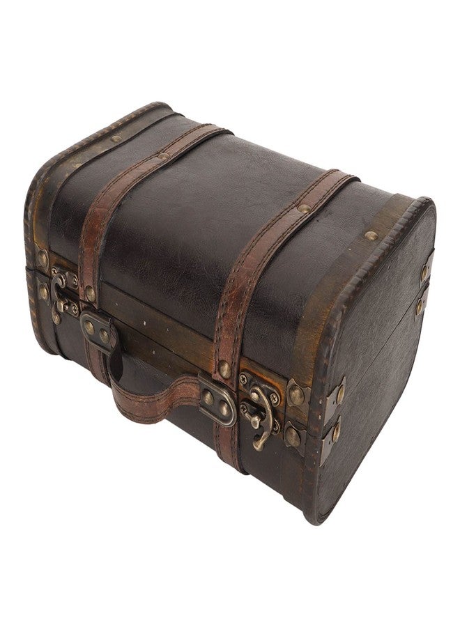 Jwthee Vintage Wooden Treasure Chest Box, Black Brown Decorative Jewelry Keepsake Storage Box, Portable Luggage Suitcase Boxes with Handle for Gifts, Decor and Travel - Image 1