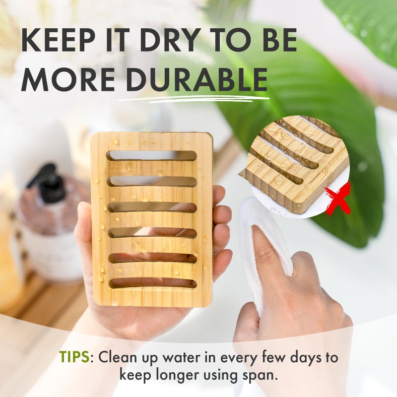 AmazerBath Soap Holder Soap Dish, Bamboo Soap Dish, 2 Pack Wood Bar Soap Holder for Shower, Trays Self Draining, Soap Saver for Shower, Bathroom, Kitchen(Natural Color) - Image 5