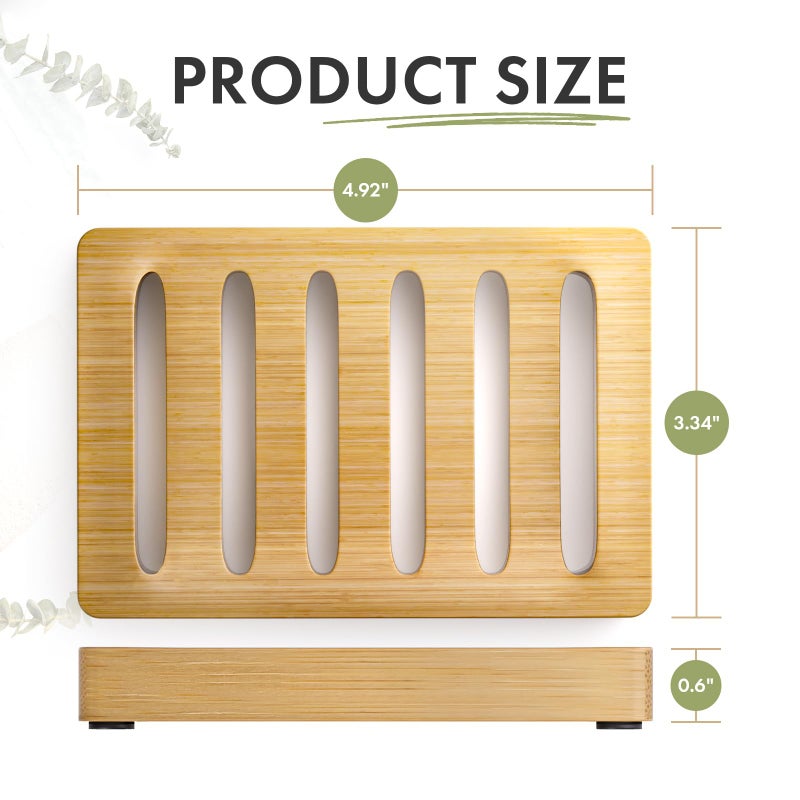 AmazerBath Soap Holder Soap Dish, Bamboo Soap Dish, 2 Pack Wood Bar Soap Holder for Shower, Trays Self Draining, Soap Saver for Shower, Bathroom, Kitchen(Natural Color) - Image 3