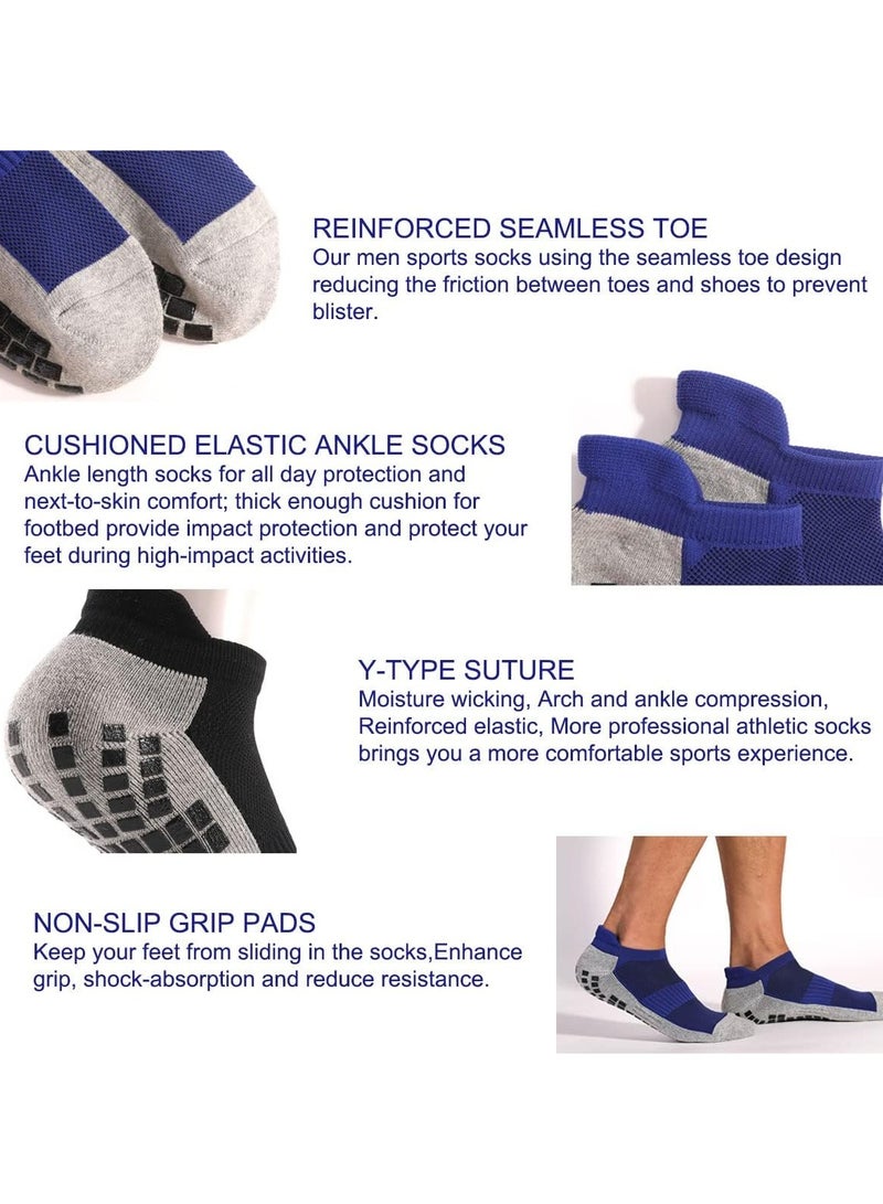 KASTWAVE Non Slip Grip Socks for Women and Men Athletic Slipper Ankle Socks Cushioned Breathable for Yoga Running Ballet Pilates Sportststs 3 Pairs EU 38-46 - Image 4