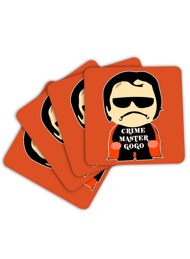 ASHVAH Crime Master gogo Print/Typography Tea/Coffee Mug/Designer Handmade Wooden Coaster Set for Home Kitchen, Office Desk - Set of 4 - Square: 10cm - Image 3