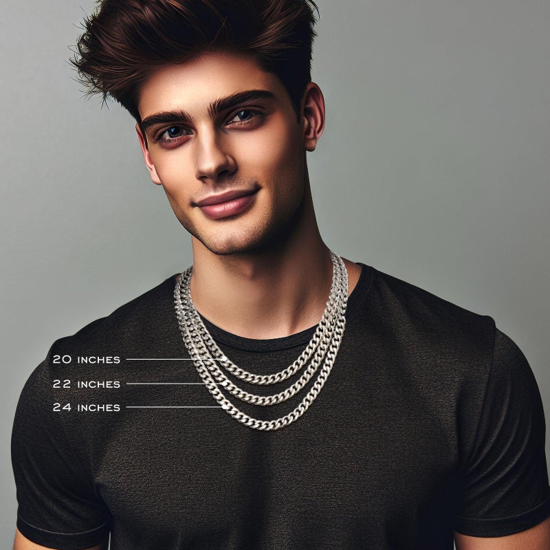 waitrose 7mm Silver Chain for Men Miami Cuban Link Mens Chain,316L Stainless Steel and 925 Sterling Silver Chains for Men Necklace - Image 2