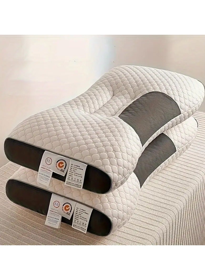DubaiGallery 2pc Light Luxury Knitted Cotton Spa Massage Pillow Honeycomb Partition Pillow Core Home Sleep Single Person Neck Pillow Specially Used For Hotels  - Image 1