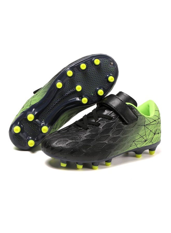 Skerxut Soccer Cleats, Kids Firm Ground Football Shoes, Boys Girls Athletic Outdoor, Black/Blue, 5 Big Kid - Image 2