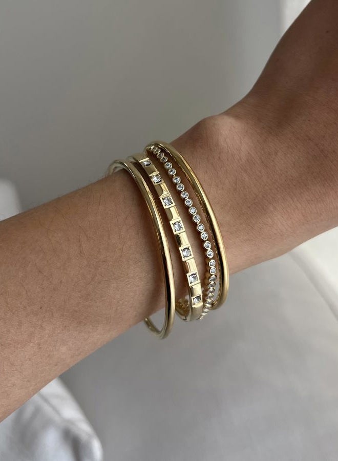 PAVOI 14K-18K Gold Plated Simulated Diamonds Bezel Set Tennis Bracelets for Women - Cubic Zirconia Stones Trillion Trinity Radiant Cut Round Pear Heart Statement Bride Gold Bracelet Stack - Sizes - Image 3