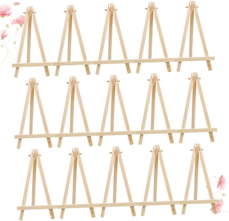 EXCEART 15pcs Mini Triangle Easel Display Stand Durable Wooden Painting Holder for Home Studio Lightweight Desktop Art Easel Students and Beginners - Image 1