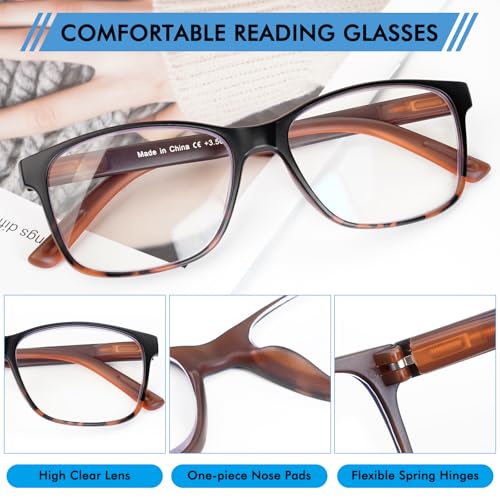 MOZVND 5 Pack Blue Light Blocking Reading Glasses for Men with Spring Hinge 2.5 Fashion Large Wide Computer Readers for Men - Image 5