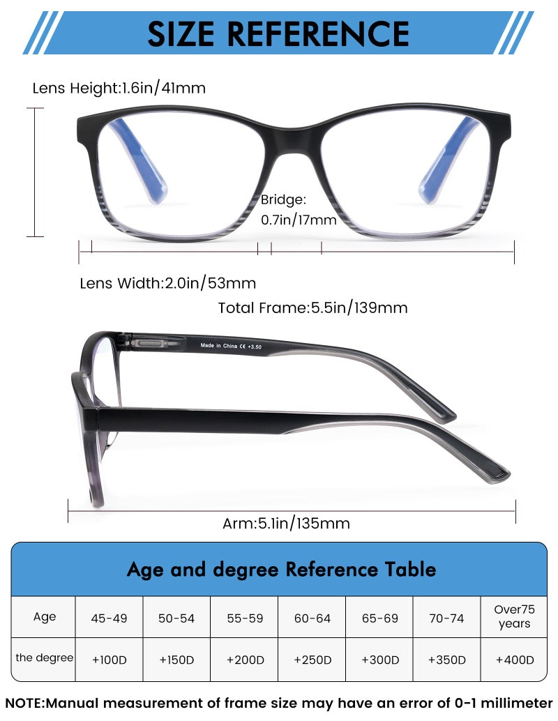 MOZVND 5 Pack Blue Light Blocking Reading Glasses for Men with Spring Hinge 2.5 Fashion Large Wide Computer Readers for Men - Image 2