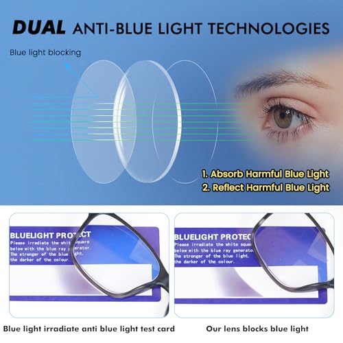 MOZVND 5 Pack Blue Light Blocking Reading Glasses for Men with Spring Hinge 2.5 Fashion Large Wide Computer Readers for Men - Image 3