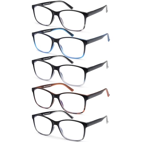 MOZVND 5 Pack Blue Light Blocking Reading Glasses for Men with Spring Hinge 2.5 Fashion Large Wide Computer Readers for Men - Image 1