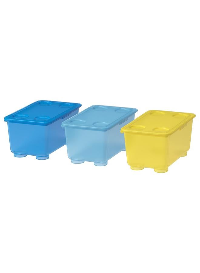 erorex Box with lid, yellow/blue, 17x10 cm - Image 1