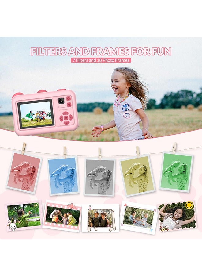 XiuWoo Kids Camera with Tripod,26MP HD Selfie Digital Camera for Kids,Portable Toddler Camera Toy with 1080P Video,Birthday Gift for 3-8 Year Old Girl,32GB TF Card,USB Thansfer - Image 5